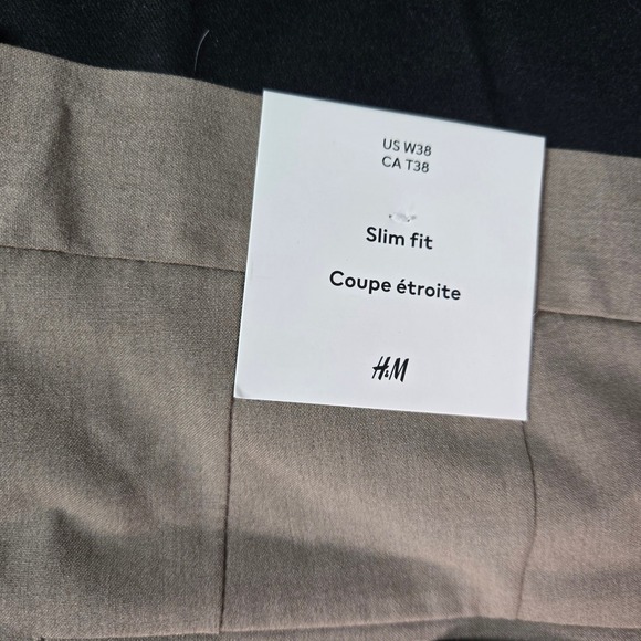 H&M Slim Fit 4 Way Stretch Mens Dress Pants Khaki Tan Size 38x32 NEW - Picture 10 of 11